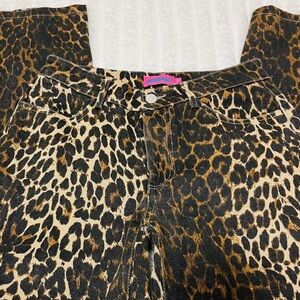 Edikted Leopard Print Flare Jeans